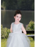 Beaded Satin Tulle Hanky Hem Flower Girl Dress